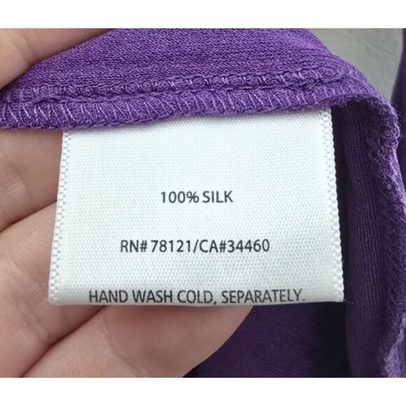 Eileen Fisher Turtleneck Sweater Silk L Purple Basics Layering Breathable Comfy - Picture 13 of 14